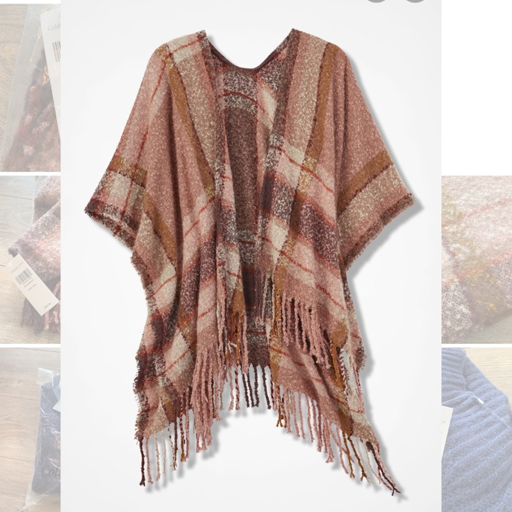 Coldwater Creek NWT Boucle plaid wrap ONE SIZE